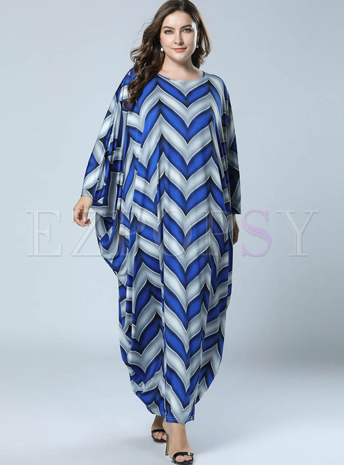 Chic Loose Geometric Pattern Knitted Maxi Dress
