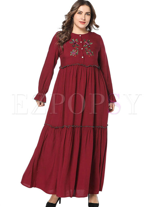 Plus Size Embroidered Shift Dress