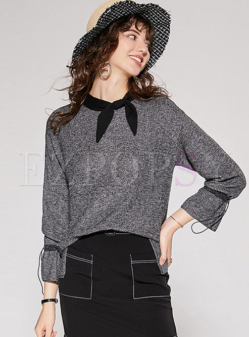 Chic Bowknot Pullover Irregular Sweater