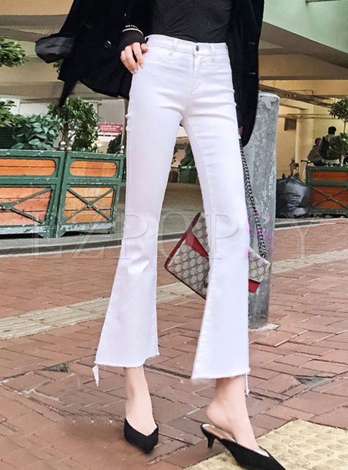 White High Waisted Flare Pants
