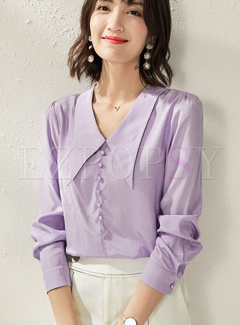 Casual Lapel All-matched Loose Blouse