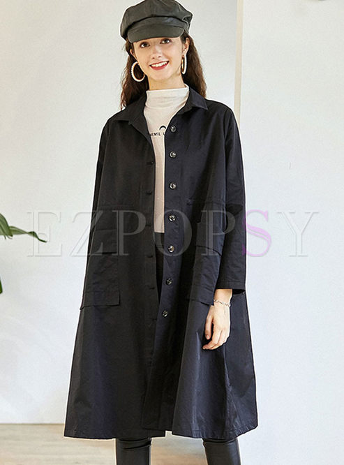 Lapel Single-breasted Loose Trench Coat