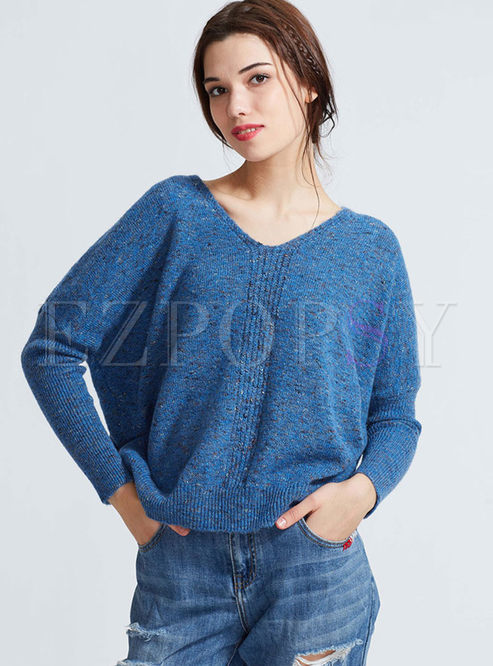 Sweet Pink V-neck Loose Pullover Sweater