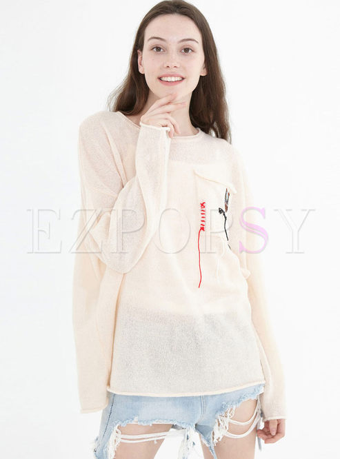 O-neck Long Sleeve Loose Pullover Sweater