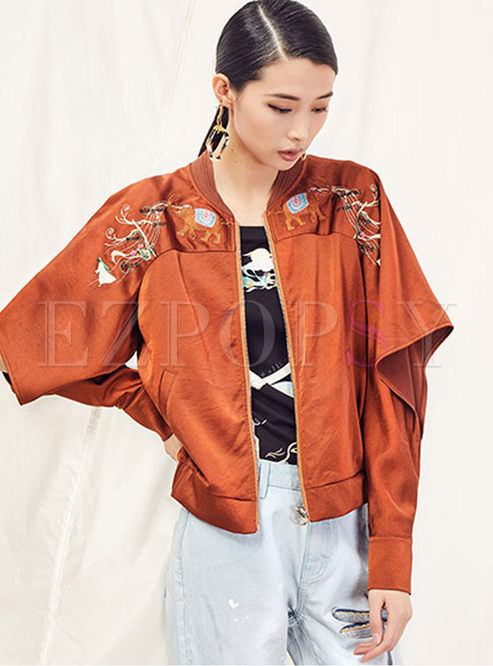 Casual Embroidered Openwork Short Jacket