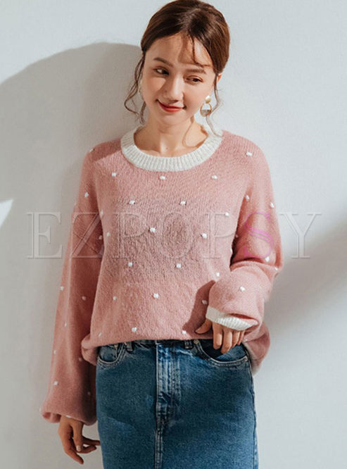 Sweet Pink Dot Transparent Sweater