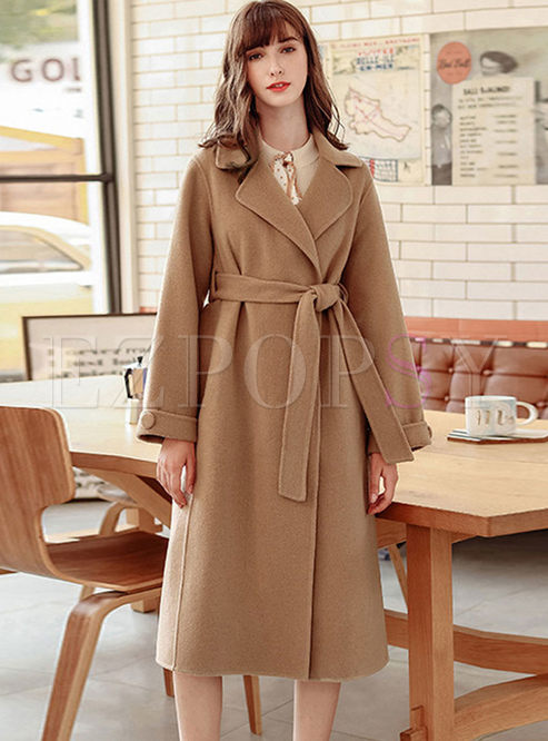 Camel Loose Double-Cashmere Overcoat