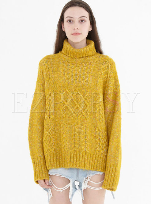 Turtleneck Solid Color Loose Sweater