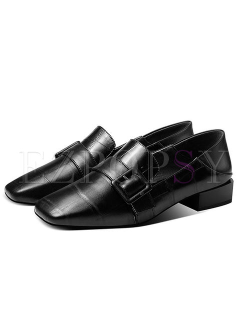 Shoes | Shoes | Black Square Head Low Heel Shoes
