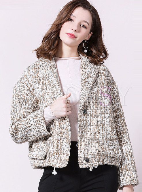 Notched Short Straight Wool Blended Coat