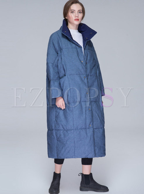 Brief Plus Size Stand Collar Puffer Coat