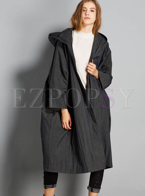 Casual Cloak Loose Hooded Trench Coat