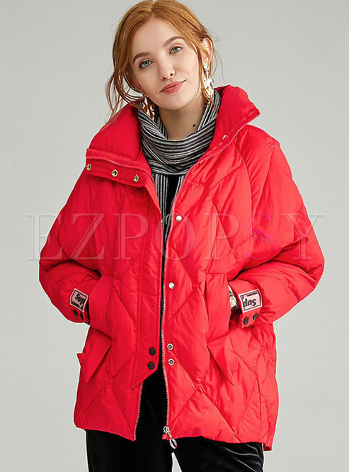 Casual Stand Collar Loose Duck Down Coat
