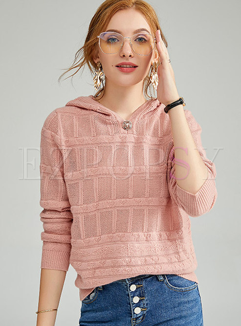 Pullover Hooded Loose Knit Top