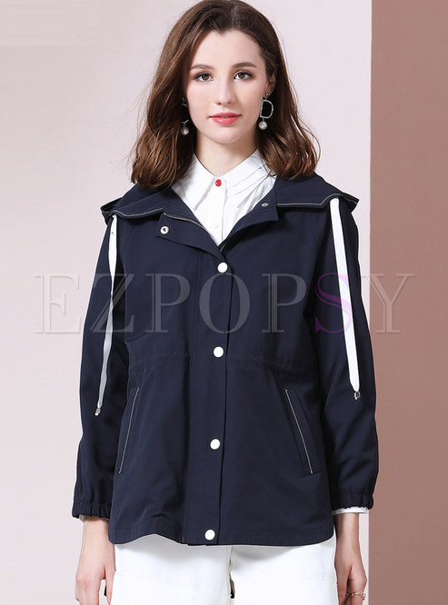 Casual Single-breasted Loose Hooded Coat