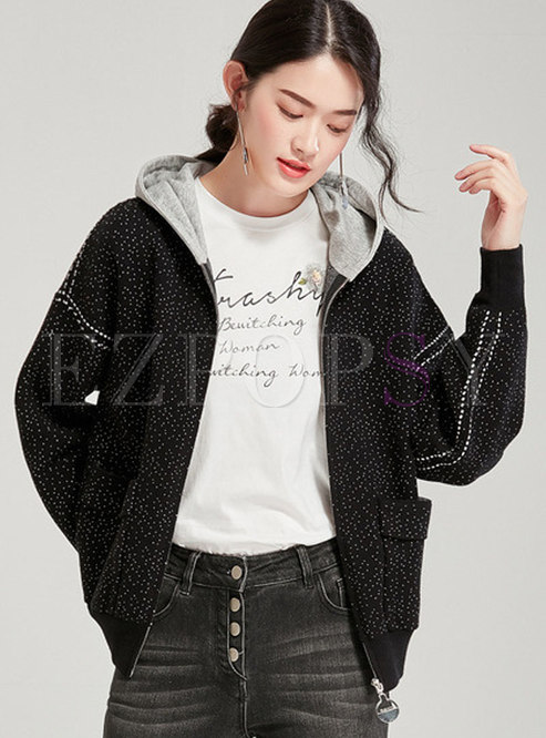 Color-blocked Hooded Patchwork Sweater Coat