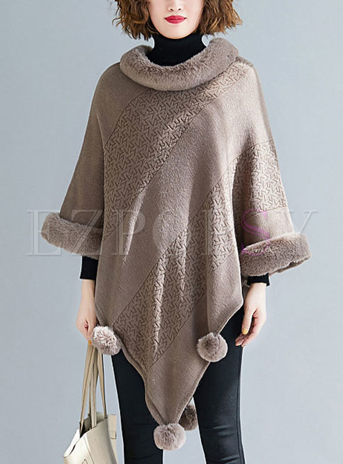 O-neck Asymmetric Pullover Cloak Sweater