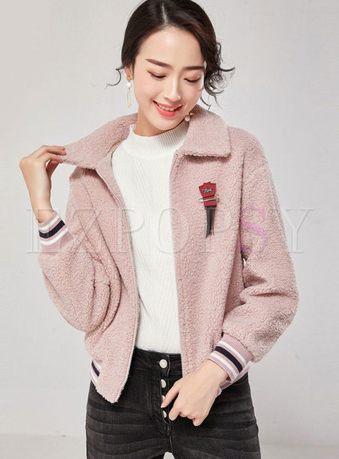 Sweet Pink Lapel Fleece Teddy Bear Jacket