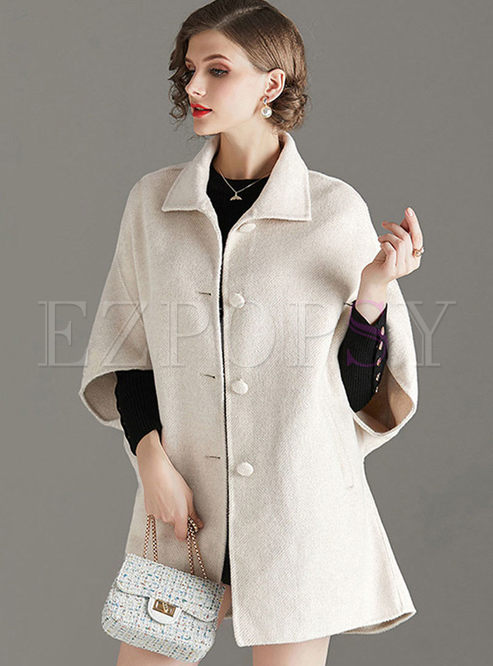 Solid Color Lapel Loose Straight Coat