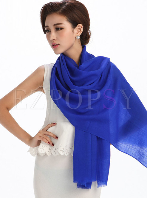 Casual Solid Color Tassel Scarf