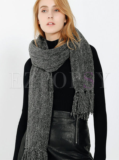 Brief Solid Color Soft Fringed Scarf