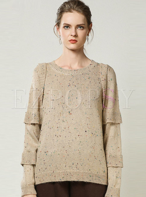 Crew Neck Patchwork Loose Pullover Sweater