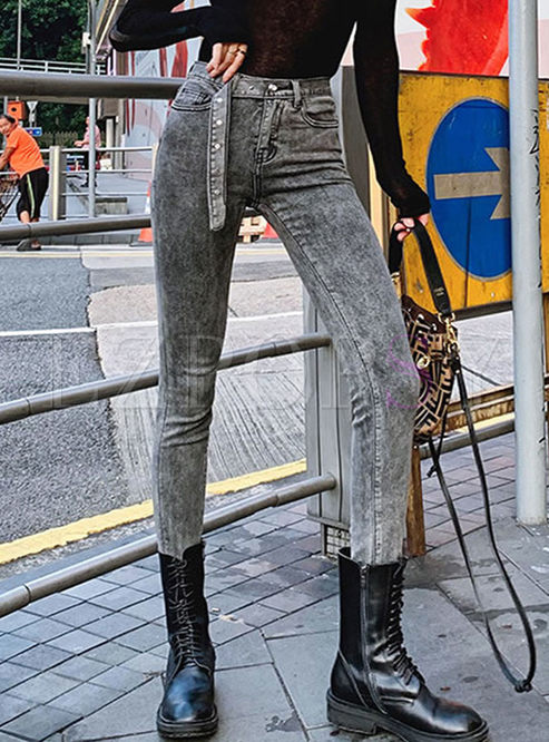 Grey High Waisted Skinny Jeans