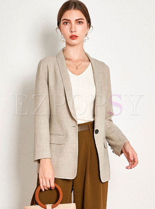 Long Sleeve Slim Wool Suit Coat