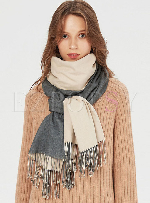 Faux Cashmere Fringed Thicken Scarf