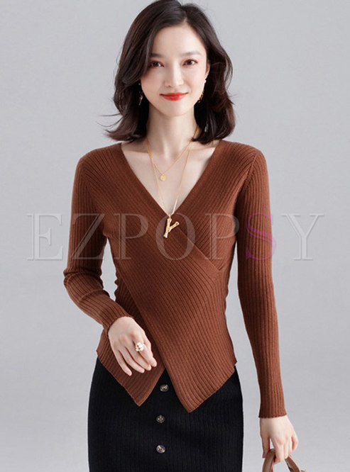 Tops | Sweaters | Casual All-matched Pure Color Knitted Sweater