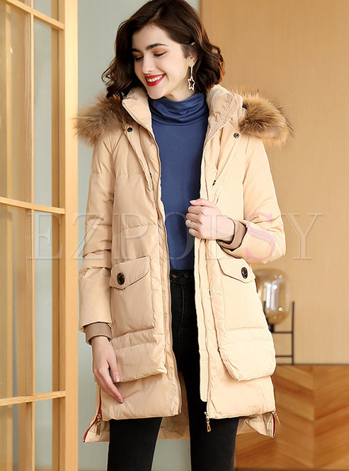 Hooded Straight Patchwork Orolay Coat