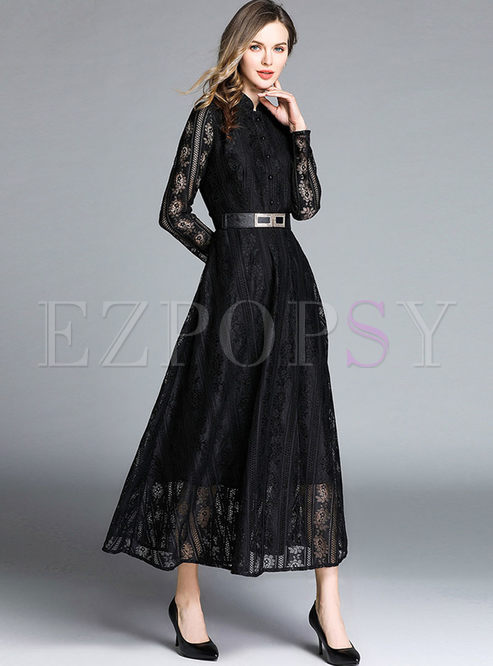 Dresses | Maxi Dresses | Mock Neck Long Sleeve Lace Maxi Dress