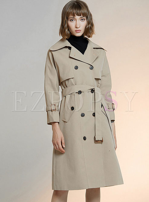 Outwear | Trench Coats | Khaki Notched Double-breasted Trench Coat