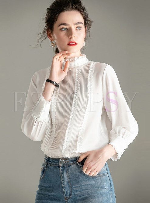 Tops | Blouses | Solid Color Pullover Silk Blouse