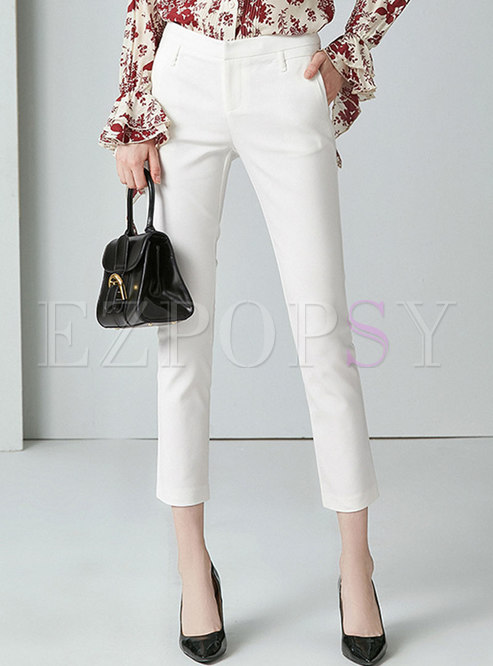 Solid Color High Waisted Pencil Pants