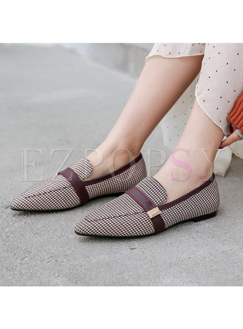 Pointed Toe Plaid Spring/Fall Flats