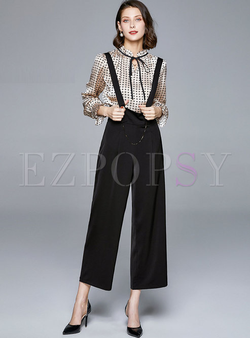 V-neck Pullover Loose Palazzo Pant Suits