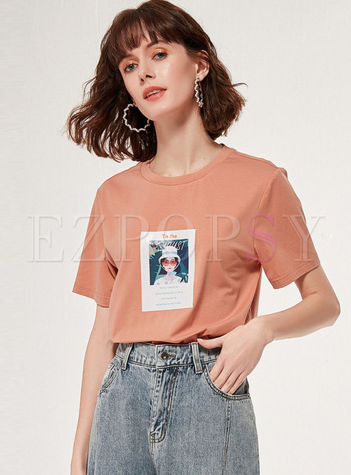 Pullover Letter Print Loose T-shirt