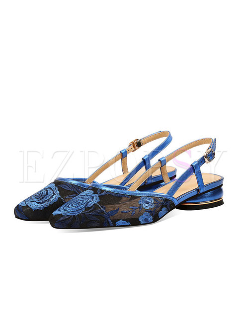 Closed Toe Mesh Embroidered Sandals