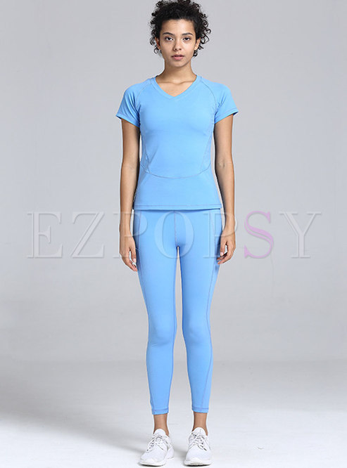 V-neck Solid Color Tight Quick-drying Tracksuit