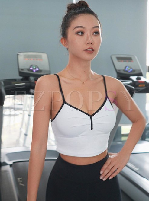 Color-blocked Tight Shockproof Sports Bra