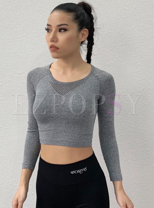 Long Sleeve Cropped Sports T-shirt