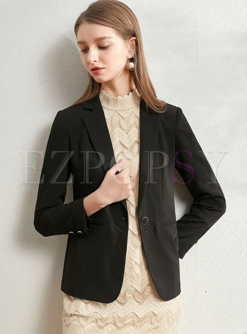 Long Sleeve Slim Blazer With One Button