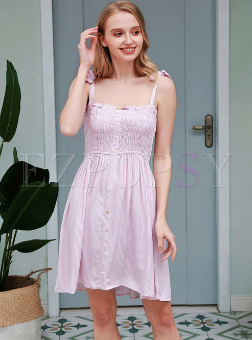 Bow Knot Strap Stripe Nightgowns 