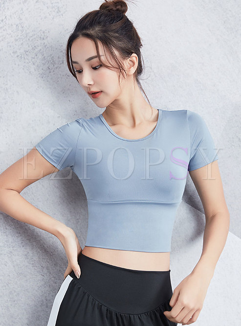 Crew Neck Pullover Slim Cropped Top