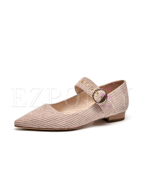 Pointed Toe Low-fronted Flock Shoes