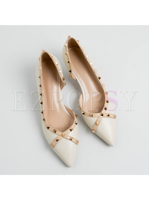 Pointed Toe Rivet Low-fronted Pumps