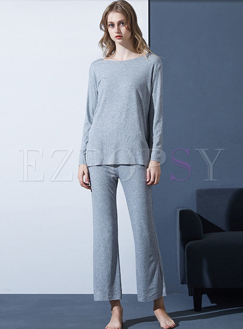 Long Sleeve Pullover Modal Casual Pajama Set