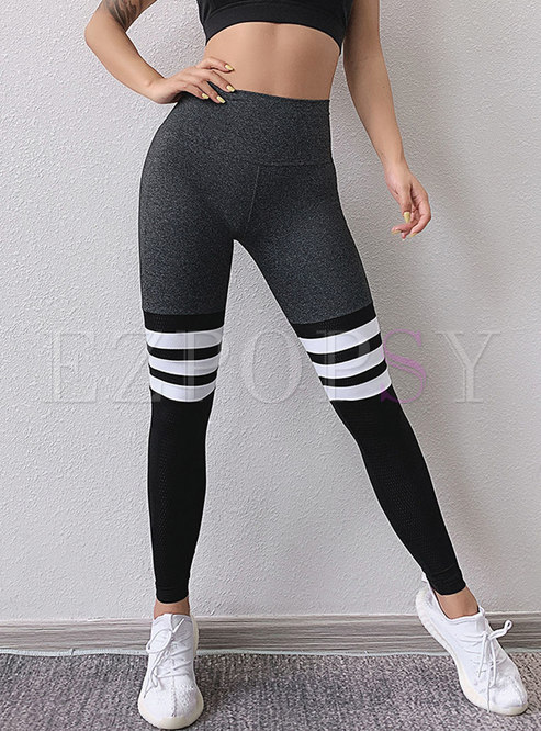Color-blocked Patchwork Tight Yoga Pants