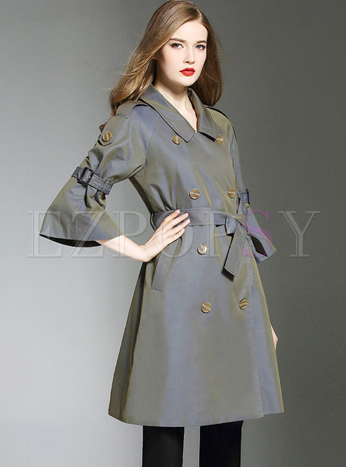Flare Sleeve Double-breasted A Line Trench Coat